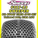 Sweep 1/8th Buggy Super Soft Compound YELLOW-X dot 4pcs tires w/foams 317YX