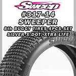Sweep 1/8th Buggy SWEEPER Super Soft Compound YELLOW-X dot 4pcs tires w/foams 317YX