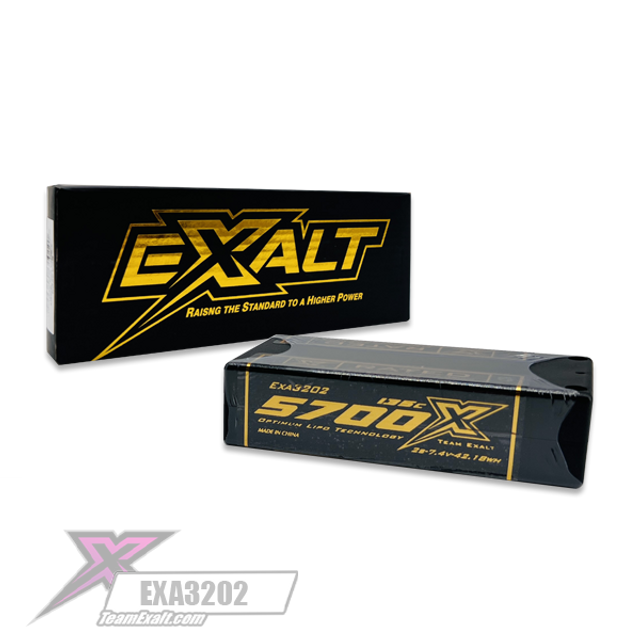 Exalt X-Rated 2S 135C Hardcase Shorty Lipo Battery (7.4V/5700mAh) w/5mm Bullets (EXA3202)