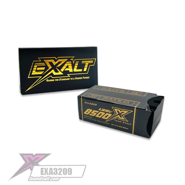 Exalt X-Rated 2S 135C Hardcase "FAT" Shorty Lipo Battery (7.4V/8500mAh) w/5mm Bullets (EXA3209)